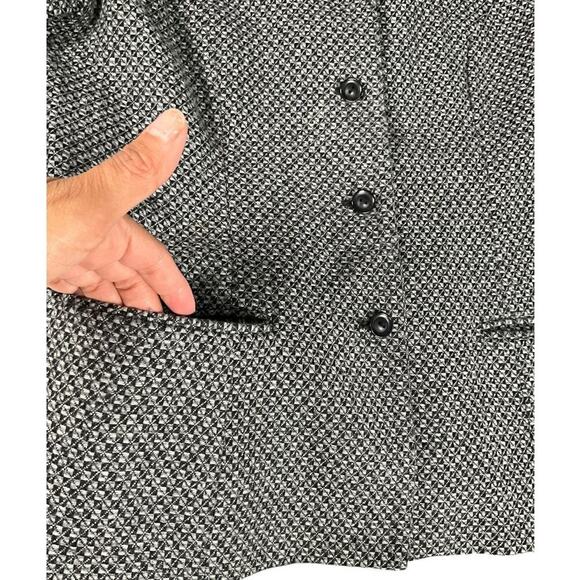 SAG HARBOR Wool Blend Blazer Hounds Tooth Grey Black Size 10P Button Up Vintage - Picture 10 of 12